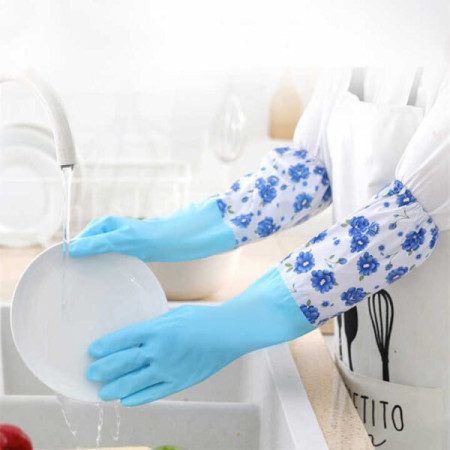 Full Size Kitchen Gloves - ১ জোড়া, ( Light Blue)