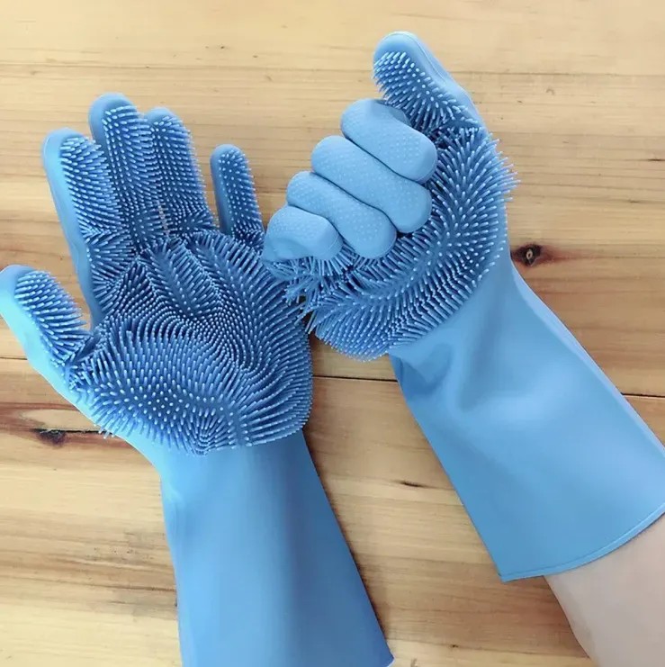 2Pcs Silicone Scrubber Gloves - B