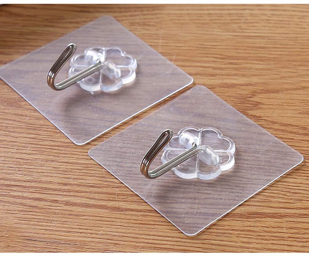 20 pcs Transparent Self Adhesive Bathroom Kitchen Door Wall Hooks