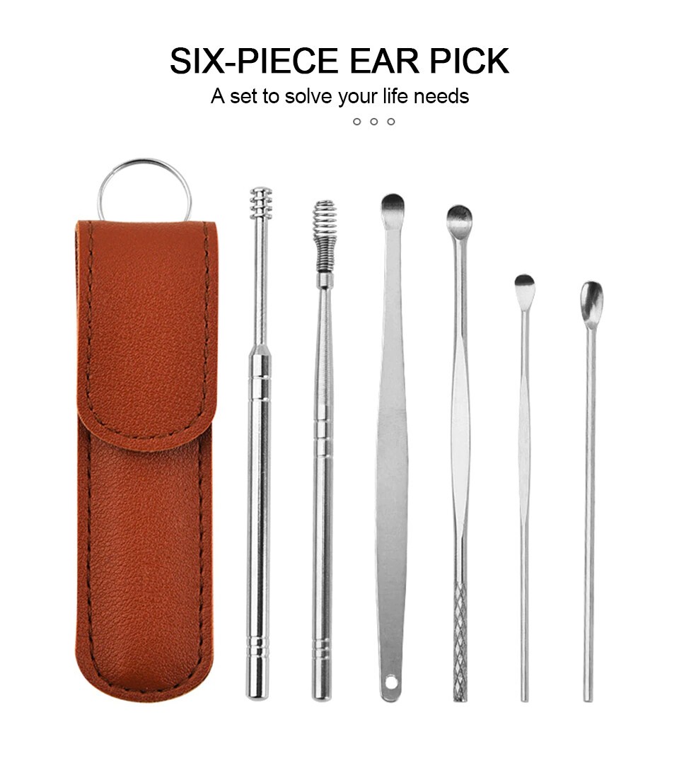 Portable Ear Cleaner Set Earpick Ear Wax Remover Ear Curette Spiral Ear Spoon Ear Cleaning Tools